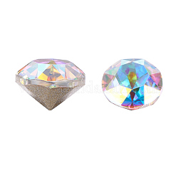 Cabochons de strass en K9 verre , dos et dos plaqués, facette, diamant, cristal ab, 10x6.5mm