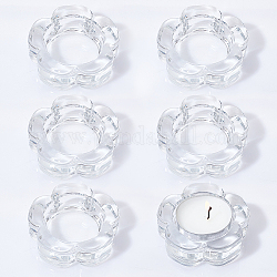 Ahademaker 4шт стеклянный подсвечник, поднос для чайной свечи, украшение для домашнего стола, цветочным узором, 6.2x6.4x2.2 см, Внутренний диаметр: 4.15 cm