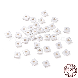925 Sterling Silver Beads, Square, Silver, 3x3x1mm, Hole: 1mm, about 125Pcs/10g