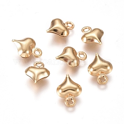 304 charms in acciaio inox, cuore, oro, 8.5x6x3mm, Foro: 1 mm