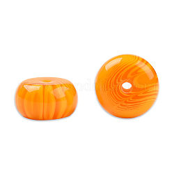 Cuentas de imitación de ámbar de imitación, Disco redondo plano, naranja oscuro, 16.5~17x8.5~9mm, agujero: 2~2.3 mm