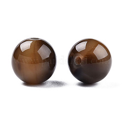 Perles en résine, pierre d'imitation, ronde, selle marron, 12x11.5mm, Trou: 1.5~3mm