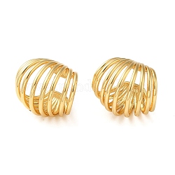 Rack Plating Brass Multi Lines Cuff Earrings, Splite Earrings for Women, Lead Free & Cadmium Free, Long-Lasting Plated, Real 18K Gold Plated, 19.5x24.5mm