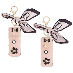 Porte-clés pendentif sac de rangement rouge à lèvres en cuir pu, avec les accessoires en alliage, pour femmes fille clé de voiture sac accessoires, brun rosé, 15 cm