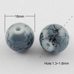 Drawbench Glass Bead Strands, Round, Slate Gray, 16mm, Hole: 1.3~1.6mm, about 50pcs/strand, 31.4inch