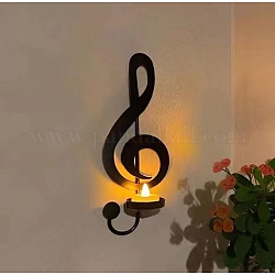 Bougeoirs muraux en fer, chandeliers de notes de musique, clé de sol, noir, 26x10 cm