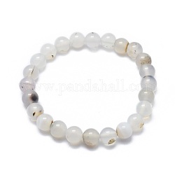 Bracelets à talons naturels en agate, ronde, 2 pouce ~ 2-1/8 pouces (5.2~5.5 cm), perle: 10 mm