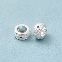 Gestell Messing Zirkonia Perlen, langlebig plattiert, Bleifrei und cadmium frei, Kolumne, Silber, 6.5x3 mm, Bohrung: 3.5 mm