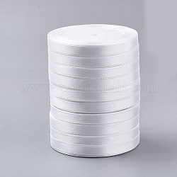 Einseitiges Polyester-Satinband, weiß, 3/8 Zoll (10 mm), etwa 250yards / Gruppe (228.6m / Gruppe), 10 Rollen / Gruppe