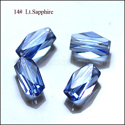 Imitazione branelli di cristallo austriaco, grado aaa, sfaccettato, colonna, cielo azzurro, 8x5.5mm, Foro: 0.7~0.9 mm
