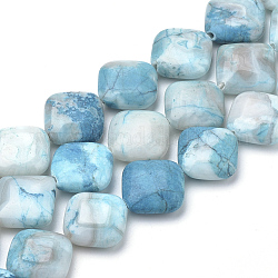 Natural Crazy Agate Beads Strands, Dyed, Rhombus, Deep Sky Blue, 17~19.5x17~19.5x6mm, Hole: 1.5mm, about 23pcs/strand, 15.35 inch