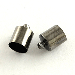 Brass Cord Ends, End Caps, Cadmium Free & Lead Free, Column, Gunmetal, 12x6.5mm, Hole: 2mm, 6mm inner diameter