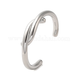 304 bracelet manchette en fil d'acier inoxydable, noeud, couleur inoxydable, large: 7~13 mm, diamètre intérieur: 2-3/8 pouce (6.1 cm)