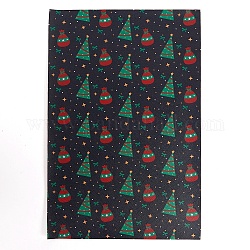 Fogli di tessuto in pelle pvc stampati a tema natalizio, per orecchini con fiocchi fai da te che fanno artigianato, nero, 30x20x0.07cm
