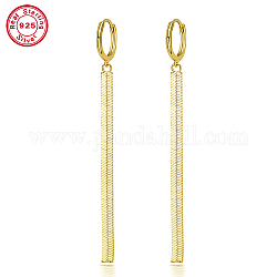 925 Sterling Silver Dangle Hoop Earrings, Chains Tassel Earrings, Real 18K Gold Plated, 63x3mm