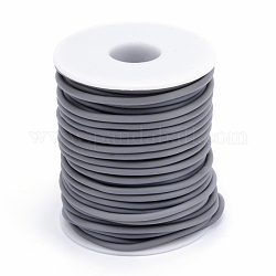 Tubo hueco pvc tubular cordón de caucho sintético, envuelta alrededor de la bobina de plástico blanco, gris, 2mm, agujero: 1 mm, alrededor de 54.68 yarda (50 m) / rollo