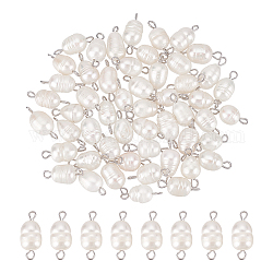 Unicraftale 50 pz 6mm diametro naturale perla d'acqua dolce coltivata perla connettore collegamenti rotondi connettori doppio foro metallo goccia fascino ciondola pendenti connettori per creazione di gioielli