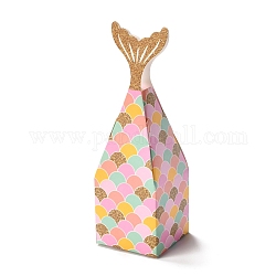 Boîtes de bonbons en papier, bijoux bonbons boîtes de cadeau de fête de mariage, rectangle en forme de queue de poisson, or, 5x5x16 cm