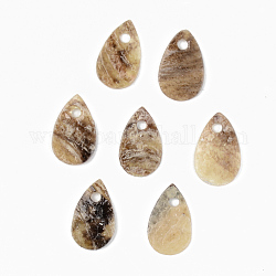 Natürliche Akoya-Muschelanhänger, Perlmutt Muschel Charms, Träne, Kamel, 11x7x1 mm, Bohrung: 1.4 mm