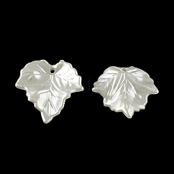Colgantes de perlas de imitación de plástico de abs hoja, blanco cremoso, 24.5x23.5x3mm, agujero: 1.5 mm