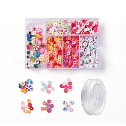 DIY Cake Theme Bracelet Making Kit, Including Cake & Disc Polymer Clay Beads, Acrylic Letter Beads, Elastic Thread, Mixed Color, Beads: 1100Pcs/set