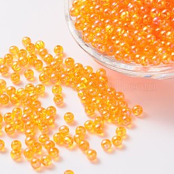 Perles acryliques transparentes écologiques, ronde, couleur ab , orange, 6mm, Trou: 1.5mm, environ 4000 pcs/500 g