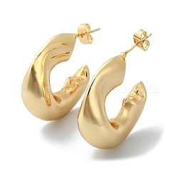 Orecchini a bottone ad anello in ottone, orecchini a mezzo cerchio, placcato di lunga durata, oro, 29x11mm