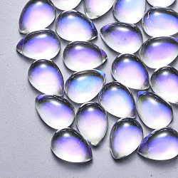 Glas cabochons, ab Farbe plattiert, Träne, klar ab, 14x10x6 mm