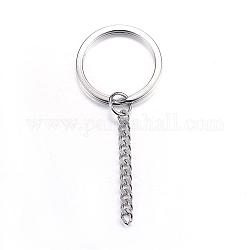 304 Stahl Split Schlüsselringe Edelstahl, Zubehör des Schlüsselbundverschlusses, facettiert, Ring, Edelstahl Farbe, 73 mm