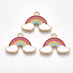 Alloy Pendants, Cadmium Free & Lead Free, with Enamel, Rainbow, Light Gold, Colorful, 16x23x2mm, Hole: 2mm