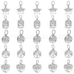 Pandahall 25 pièces 5 style tibétain style pendentifs en alliage tibétain alliage perles breloques pour bricolage bracelet collier fabrication de bijoux, argent antique