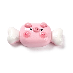 Undurchsichtige Decoden-Cabochons aus süßem Schweinchen-Lebensmittelimitat, weiß, 14x33x12.5 mm