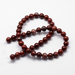 Natürliche rote Jaspis Perlen Stränge, Runde, 8 mm, Bohrung: 1 mm, ca. 24 Stk. / Strang, 7.75 Zoll.