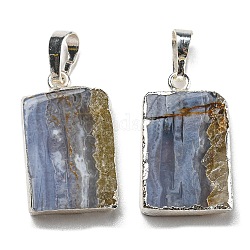 Natural Agate Pendants, with Brass Findings, Cadmium Free & Lead Free, Rectangle, 24.5~29x14.5~15.5x5~5.5mm, Hole: 8x4.7mm