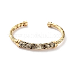 304 Stainless Steel Cable Wire Twisted Cuff Bangles, Golden, Inner Diameter: 2-3/8 inch(6.1cm)