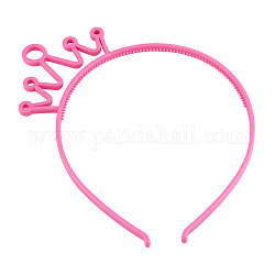 Cintas de pelo de plástico corona, Con dientes, accesorios para el cabello para niñas, color de rosa caliente, 160x135x6mm