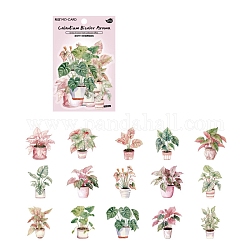 30 個の植物防水ペット装飾ステッカー  粘着植物デカール  DIYスクラップブッキング用  ピンク  34~55mm