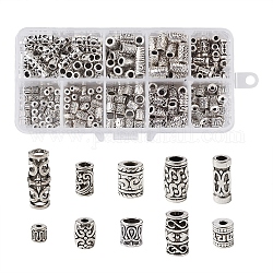 Perline in lega di stile tibetano cavo kissitty tube, argento antico, 16.5x8.5x1.6cm, 300pcs/scatola