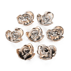 Uv perles acryliques de placage, fleur, rose plaqué or, 21x20.5x10mm, Trou: 1.8mm