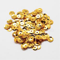 Perline paillette plastico, semi-coppa perline paillettes, foro centrale, oro, 10x0.5mm, Foro: 1 mm