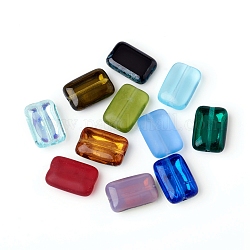 Perles de verre tchèques, effet galvanisé ou transparent ou dépoli, rectangle, couleur mixte, 12x8x4mm, trou: 0.8 mm, environ 120 PCs / sachet 