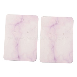 Cartes d'affichage de boucles d'oreilles en papier, rectangle avec motif en marbre, support violet, 7.2x5.1x0.04 cm, 100 pcs /sachet 