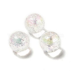 UV Plating Transparent Acrylic Beads, AB Color Plated, Round, Clear, 13.5x13mm, Hole: 2mm