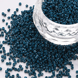 GlasZylinderförmigperlen, Perlen, Backen Farbe, Rundloch, Preußischblau, 1.5~2x1~2 mm, Bohrung: 0.8 mm, ca. 45000 Stk. / Beutel, etwa 1 Pfund / Beutel