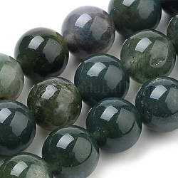 Chapelets de perles en agate mousse naturelle, ronde, 8mm, Trou: 0.8mm, Environ 45 pcs/chapelet, 14.37 pouce (36.5 cm)