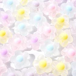 50pcs 5 couleurs perles acryliques transparentes, mat, Perle en bourrelet, fleur, couleur mixte, 16.5x17x9.5mm, Trou: 2.5mm, 10 pcs / couleur