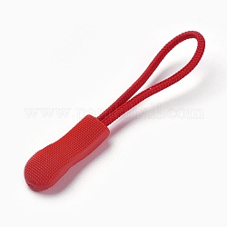 Accesorios de la ropa, tirador de cremallera de plástico con correa, rojo, 60~64mm