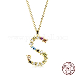 925 ожерелье с кулоном из стерлингового серебра с буквой s и разноцветным кубическим цирконием для женщин, золотые