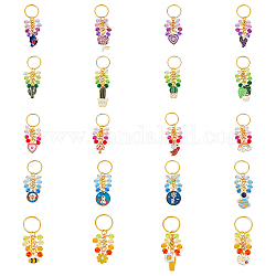 Superfindings 5 ensembles 5 porte-clés pendentif en alliage d'émail de style, avec des perles acryliques, pour voiture sac pendentif décoration porte-clés, couleur mixte, 7~8.5 cm, 1 ensemble/style