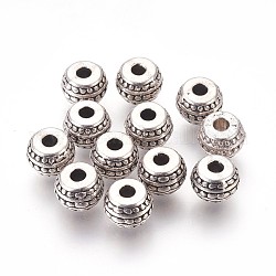 Tibetan Style Alloy Spacer Beads, Rondelle, Cadmium Free & Nickel Free & Lead Free, Antique Silver, 7mm, Hole: 1mm
